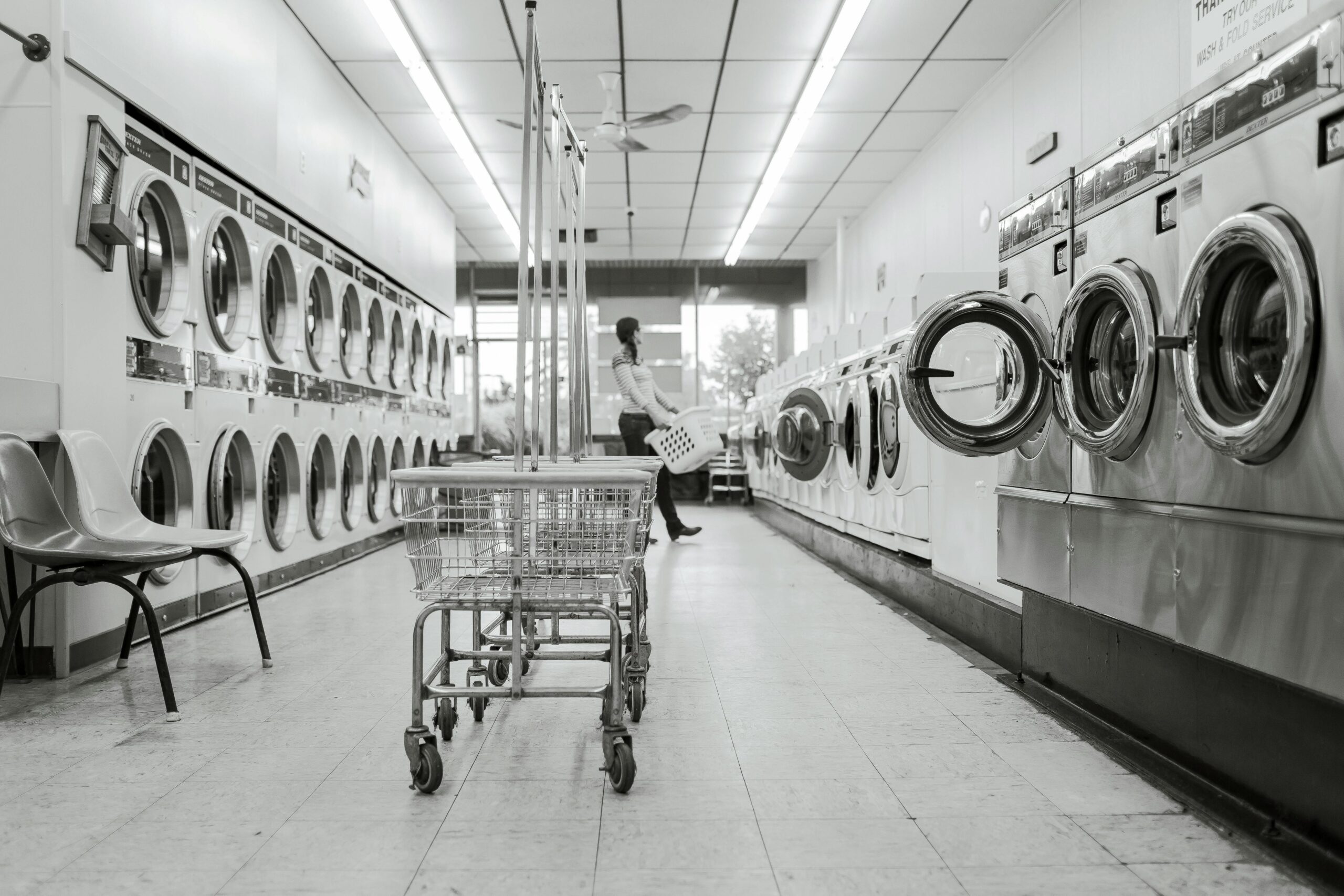Laundry black and white clean housework launderette 4414